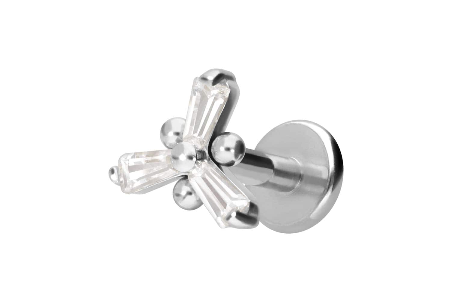 Titan Labret Piercing mit Innengewinde KRISTALLBLUME